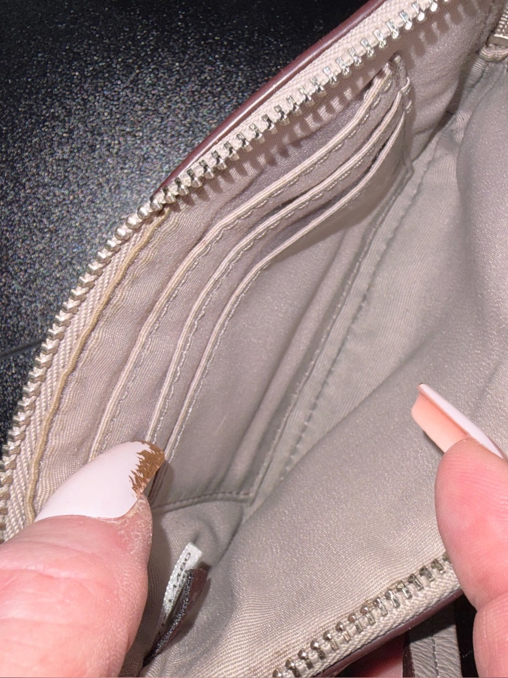 Coach Pebble Leather Double Zip Top Wristlet Wallet Taupe - Picture 8 of 8